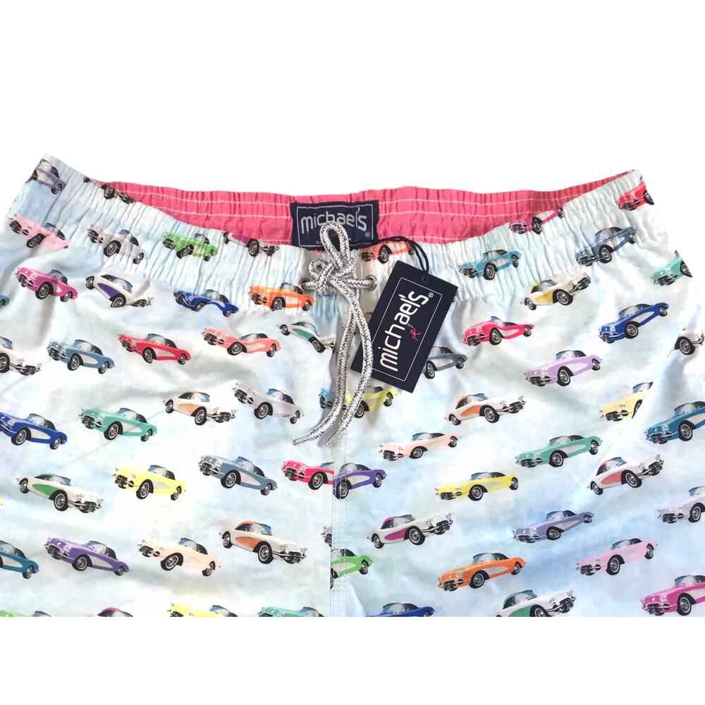 Swim Trunks XLarge Michael's Sport Cars Blue Multi-Color NWT